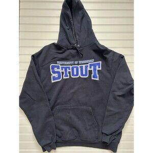 UW Stout Wisconsin Blue Devils Hoodie Sweatshirt Champion Eco Large Navy